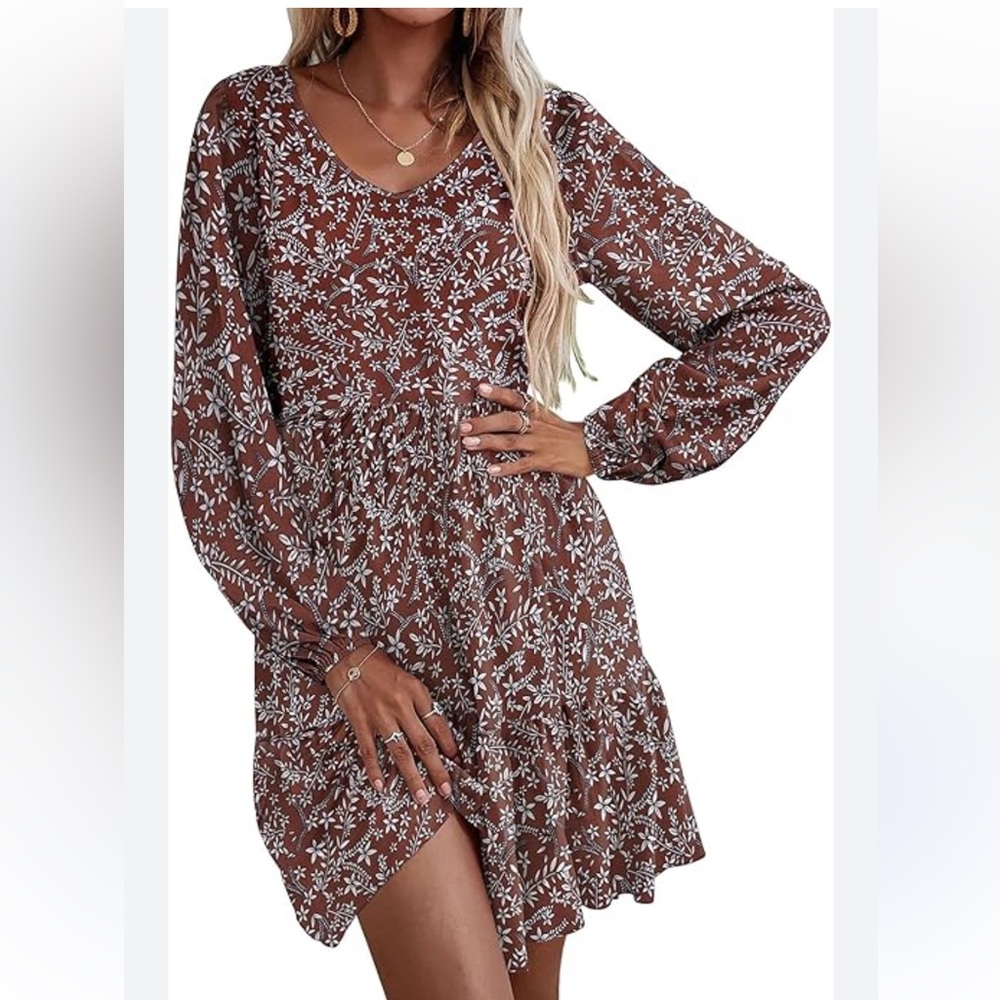 HOTOUCH WOMEN’S CASUAL A-LINE LONG SLEEVE DRESS